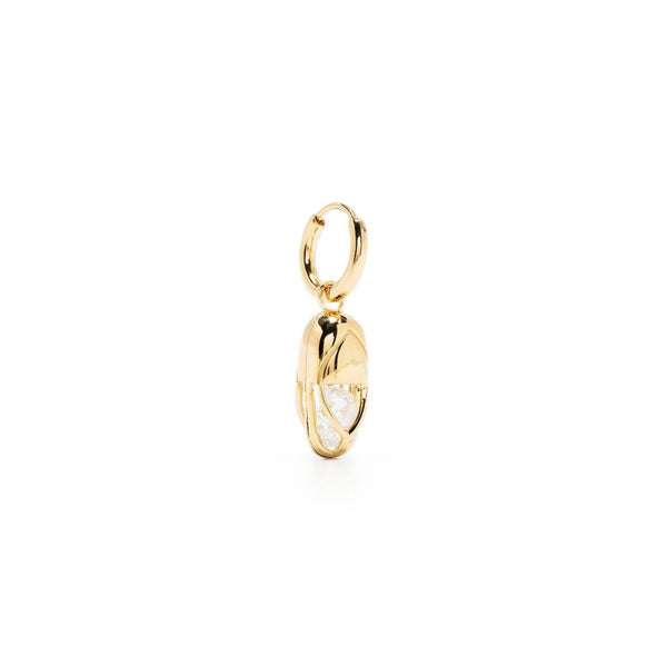 Mini Capsule Crystal Hoop Earring - Clear Quartz, 24kt Gold Vermeil