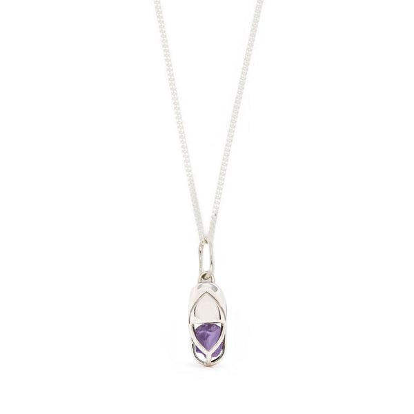 Mini Capsule Crystal Necklace - Amethyst, Sterling Silver