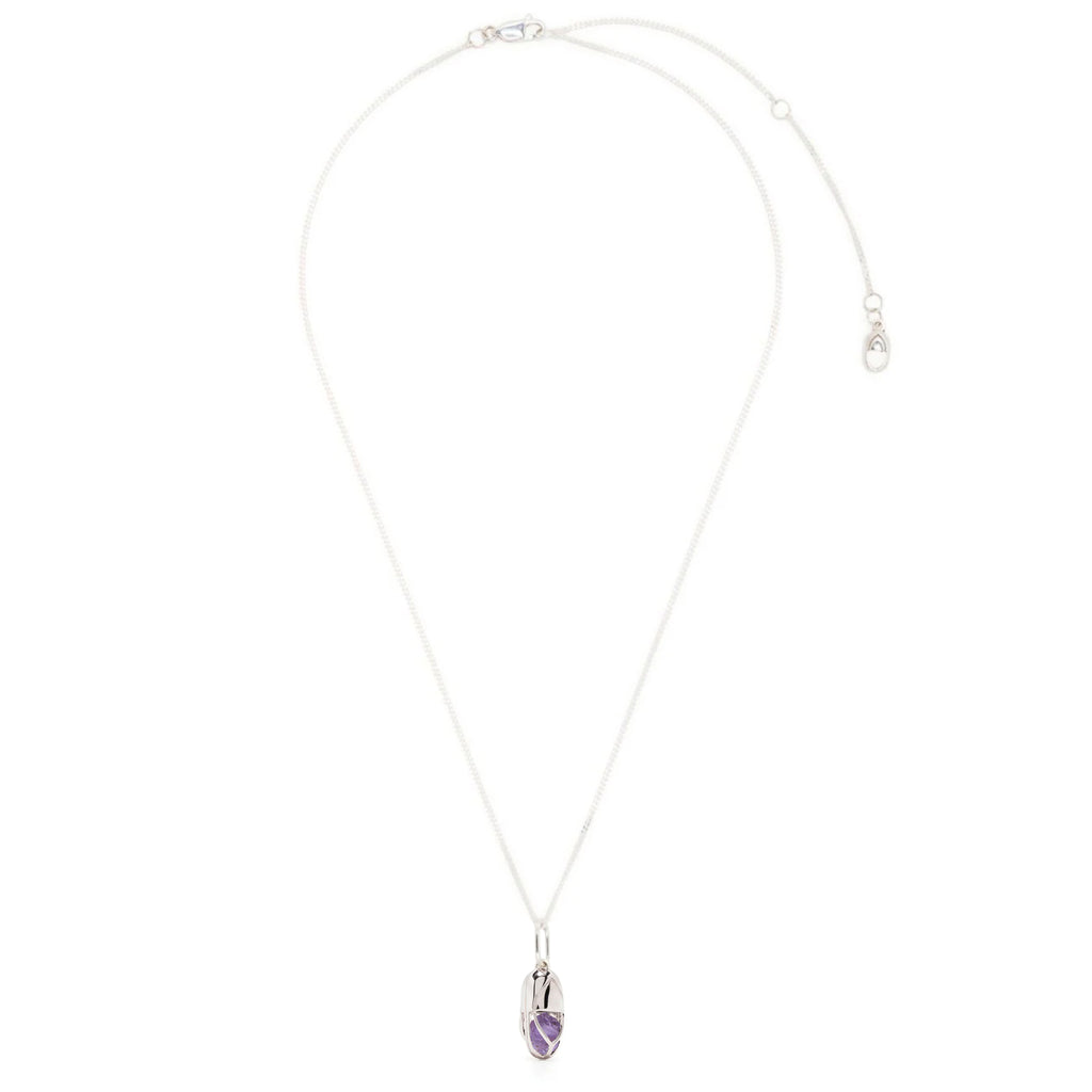 Mini Capsule Crystal Necklace - Amethyst, Sterling Silver