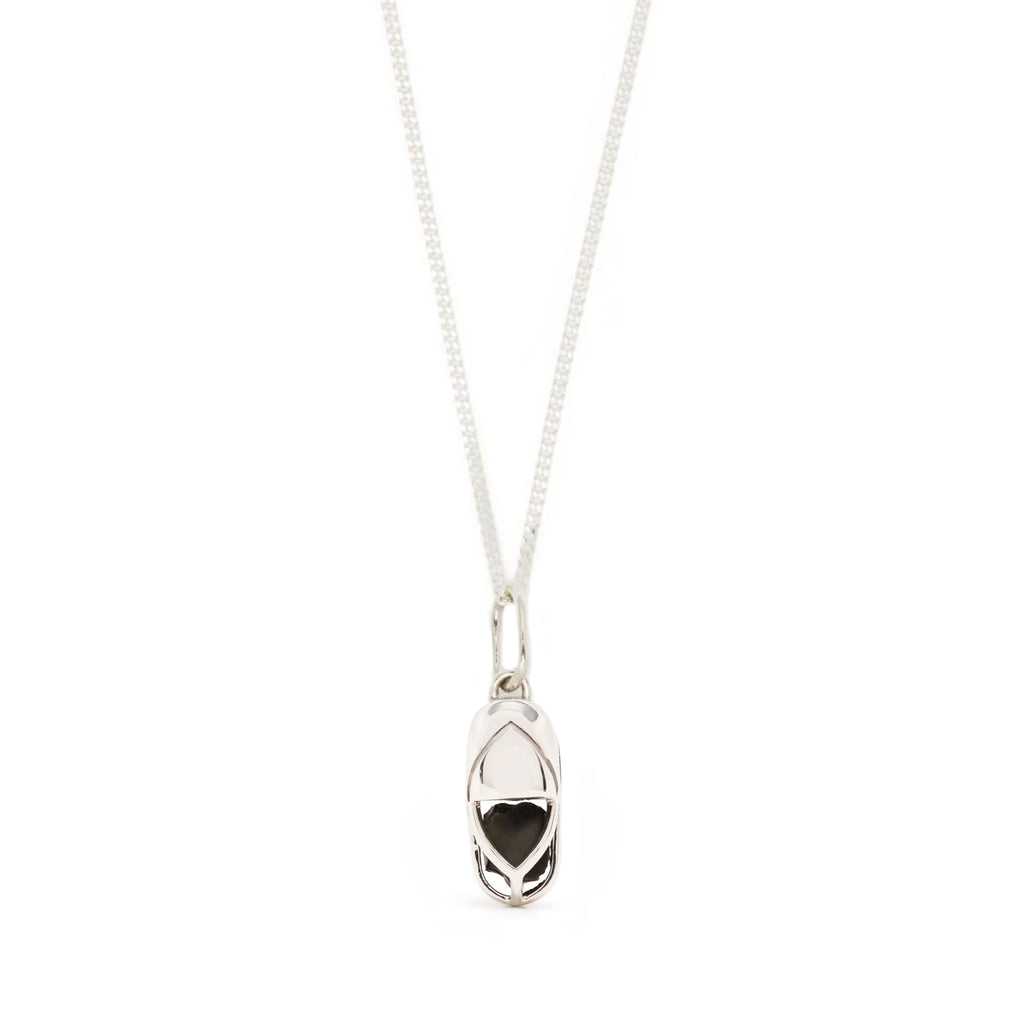 Mini Capsule Crystal Necklace - Black Onyx, Sterling Silver