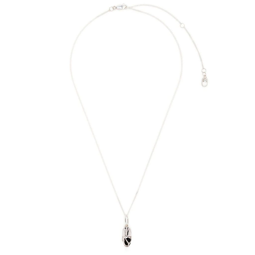 Mini Capsule Crystal Necklace - Black Onyx, Sterling Silver
