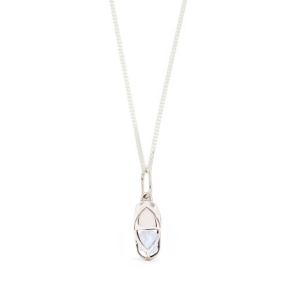 Mini Capsule Crystal Necklace - Clear Quartz, Sterling Silver