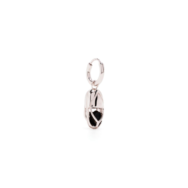 Mini Capsule Crystal Hoop Earring - Black Onyx, Sterling Silver