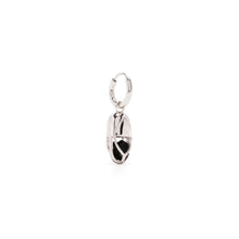 Load image into Gallery viewer, Mini Capsule Crystal Hoop Earring - Black Onyx, Sterling Silver
