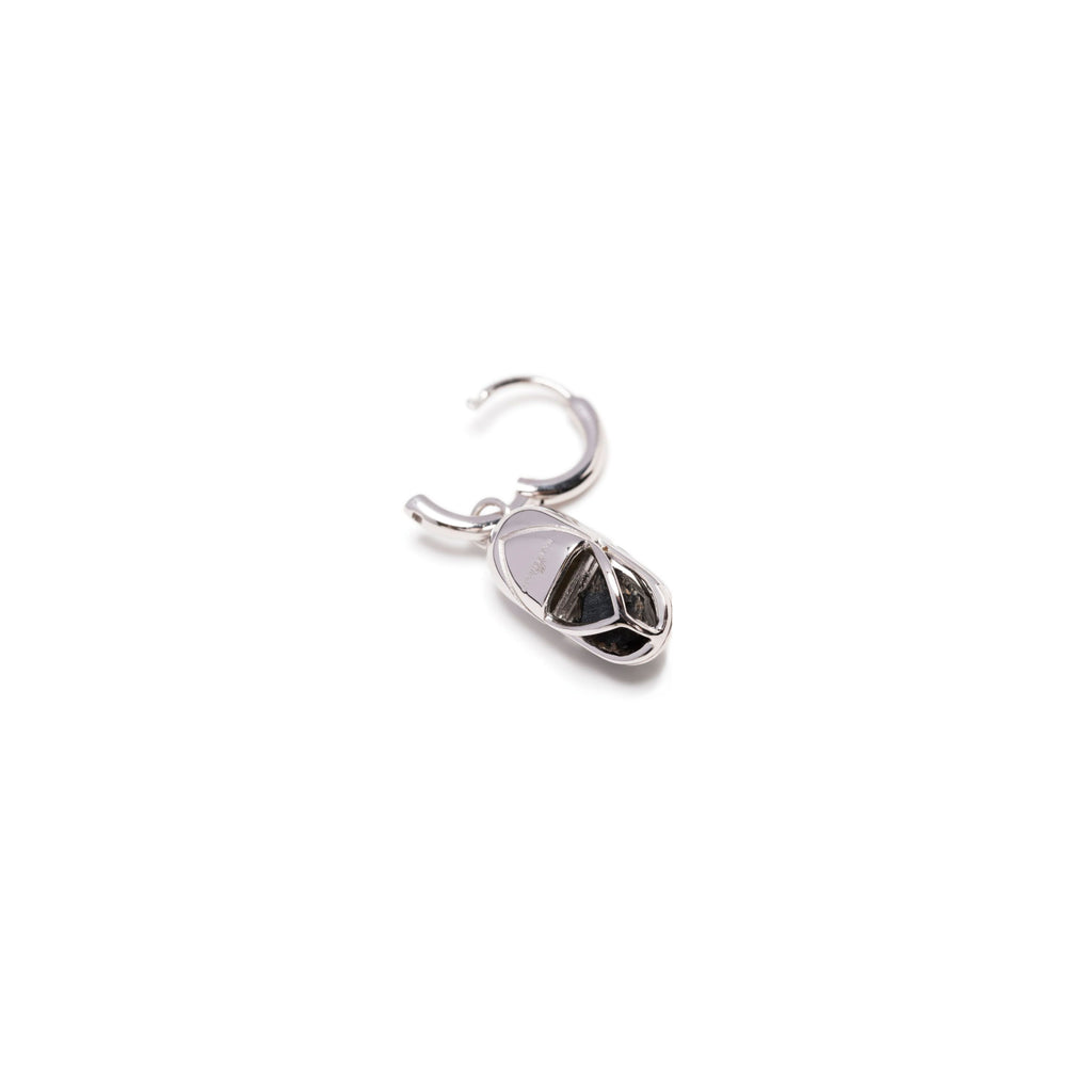 Mini Capsule Crystal Hoop Earring - Black Onyx, Sterling Silver