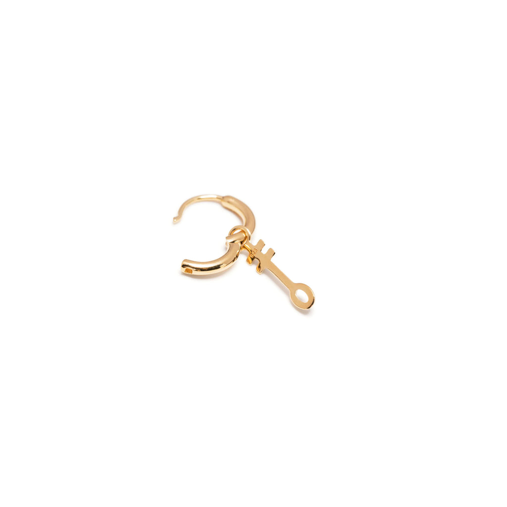Egyptian Nefer Symbol Hoop Earring - 24kt Gold Vermeil