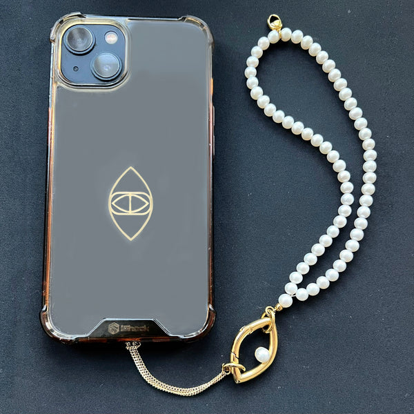 Eye Opener Pearl Phone Charm - 18kt Gold-Plated