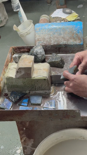 An artisan shaping a stone in Jaipur