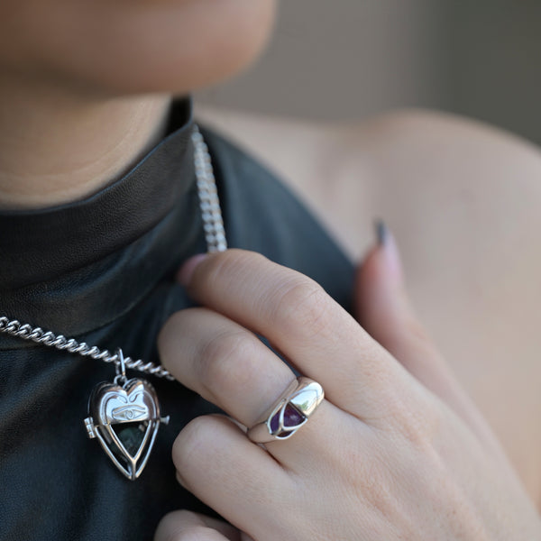 The Lovers Heart Chain Necklace Silver