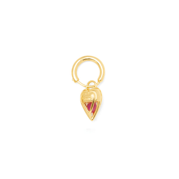 The Lovers Single Heart Hoop Gold