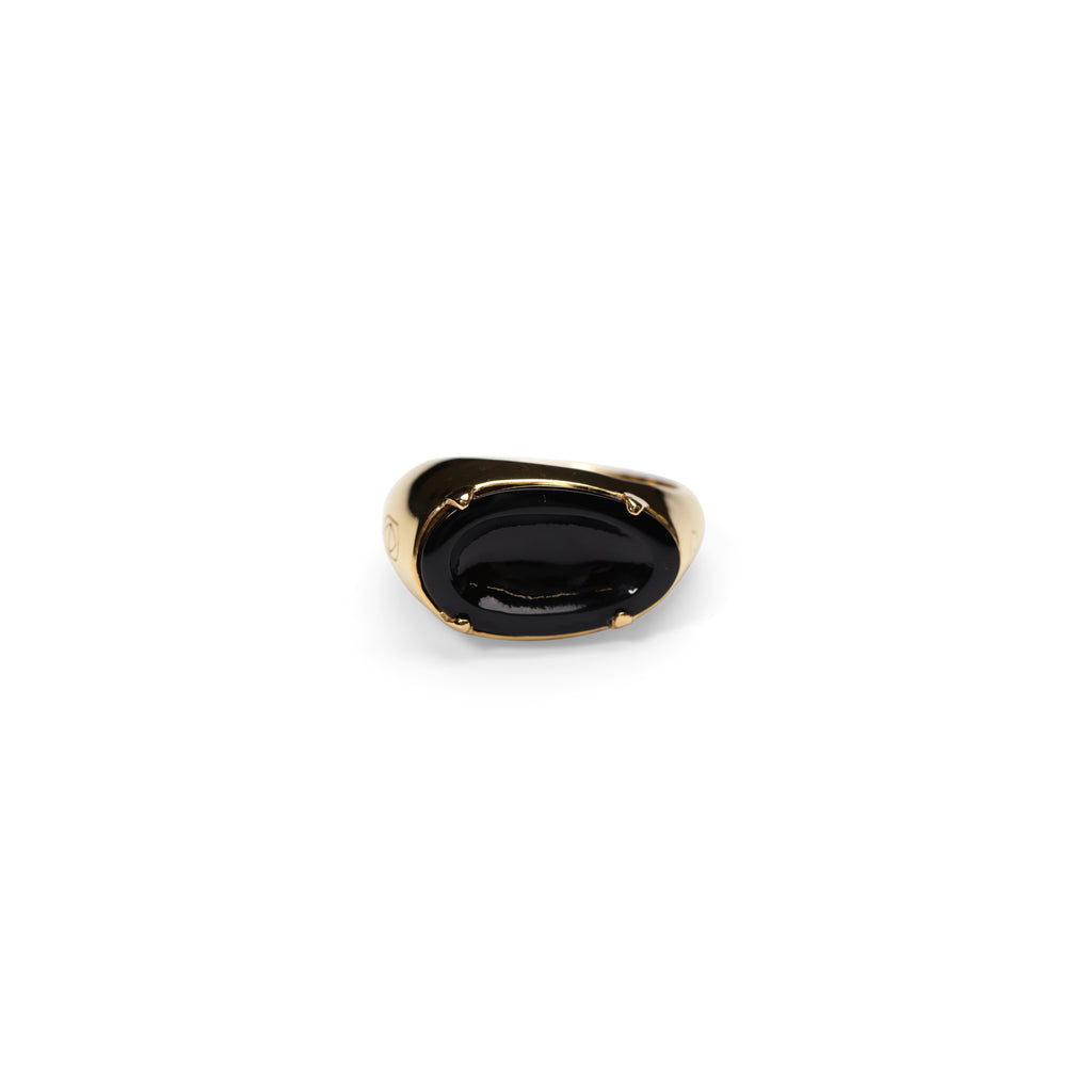 Worry Stone Onyx Signet Ring - 18kt recycled gold - made to order