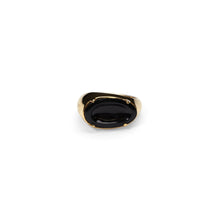 Load image into Gallery viewer, Worry Stone Onyx Signet Ring - 18kt recycled gold - made to order
