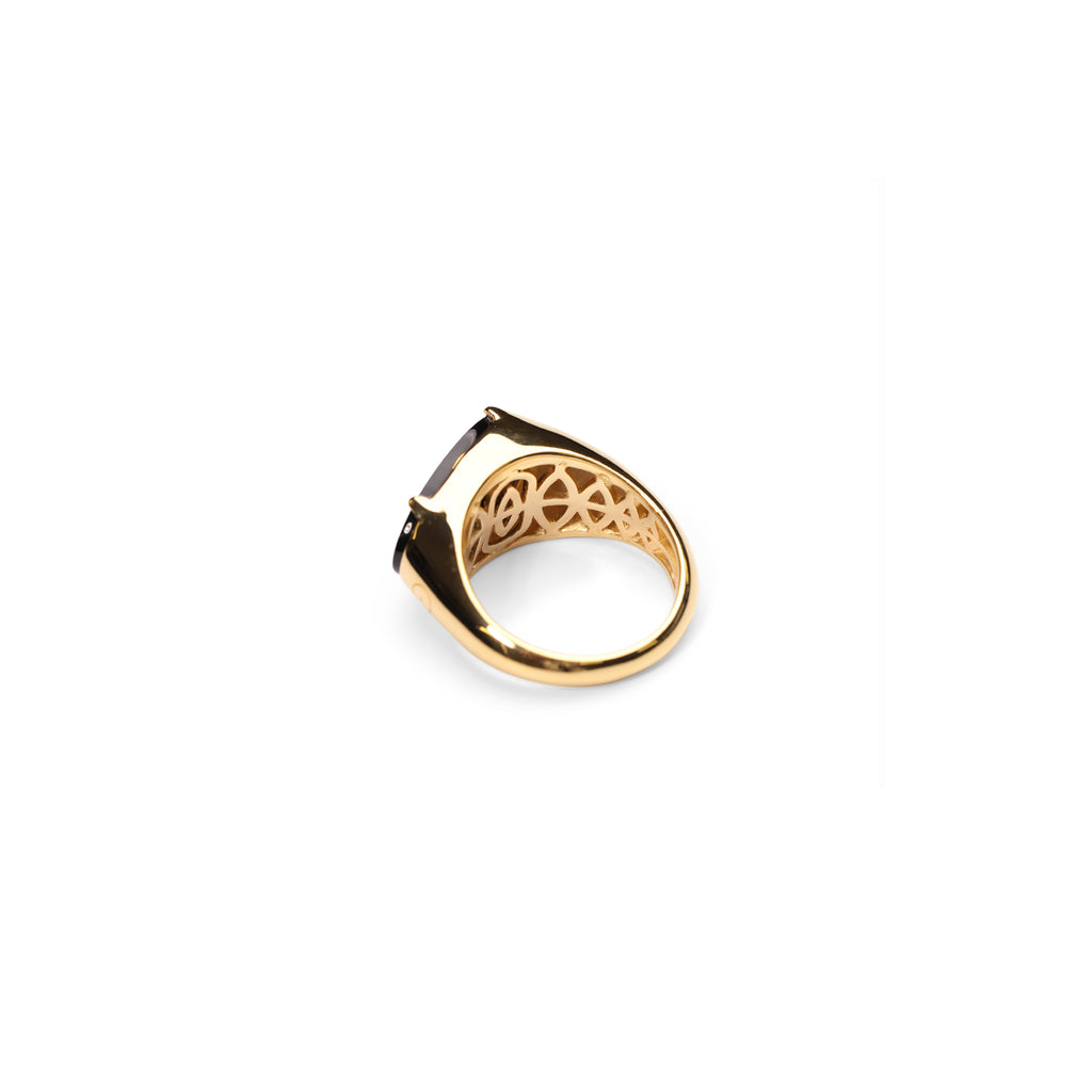 Worry Stone Onyx Signet Ring - 18kt recycled gold - made to order