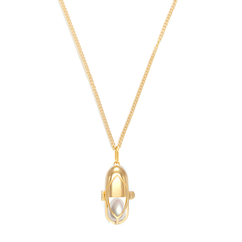 Capsule Pearl Pendant - 24kt Gold-Plated Sterling Silver