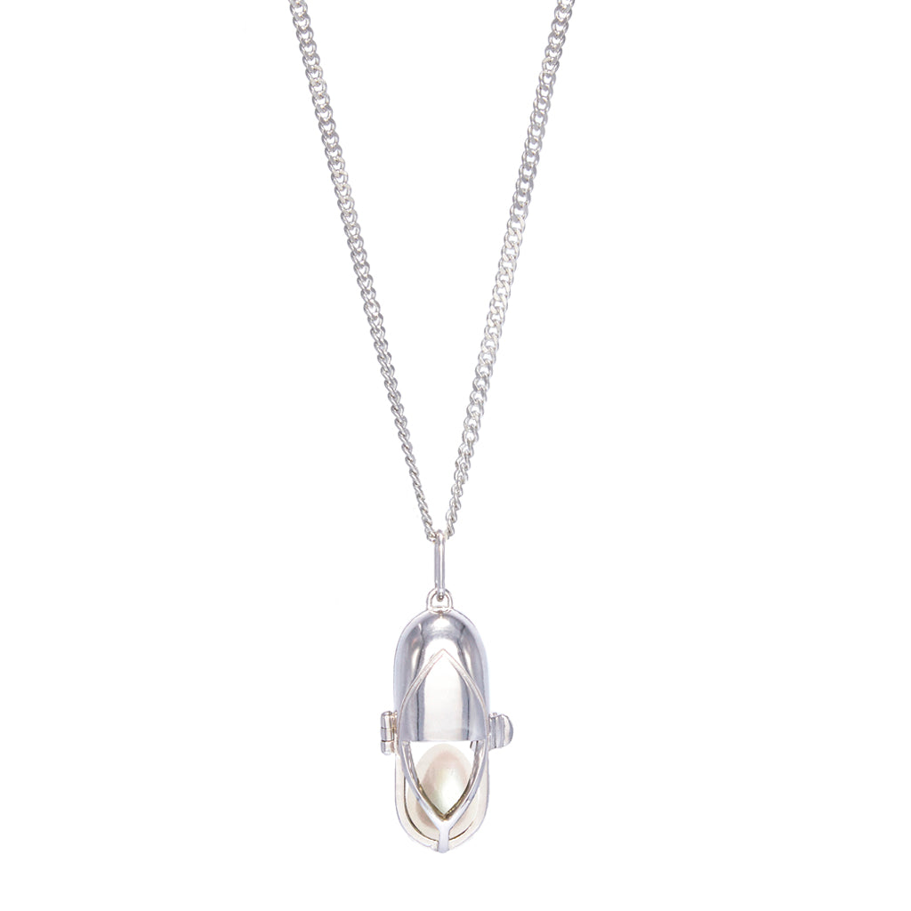 Capsule Pearl Pendant - Sterling Silver