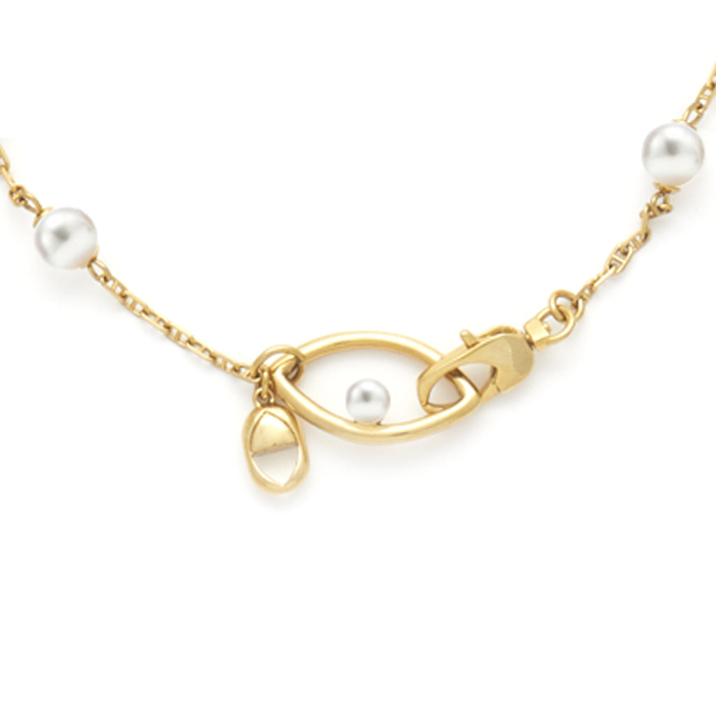 Egyptian Symbols Pearl Rosary Necklace - 18kt Gold-Plated Sterling Silver