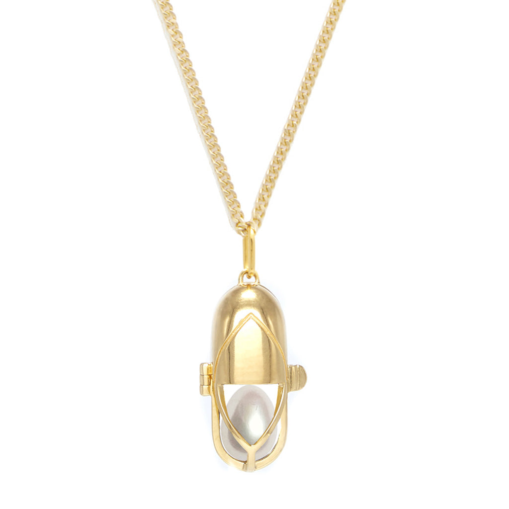 Capsule Pearl Pendant - 24kt Gold-Plated Sterling Silver