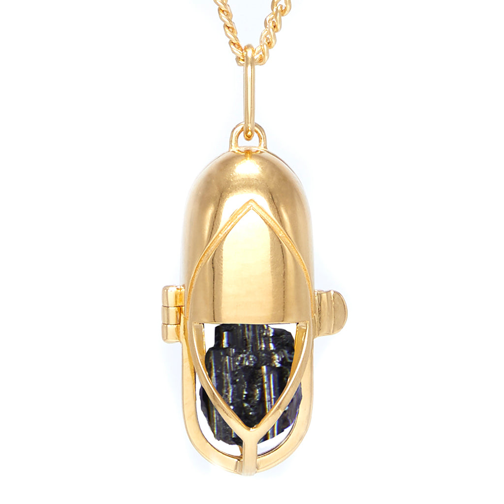 Capsule Crystal Pendant - 24ct Gold-Plated Sterling Silver