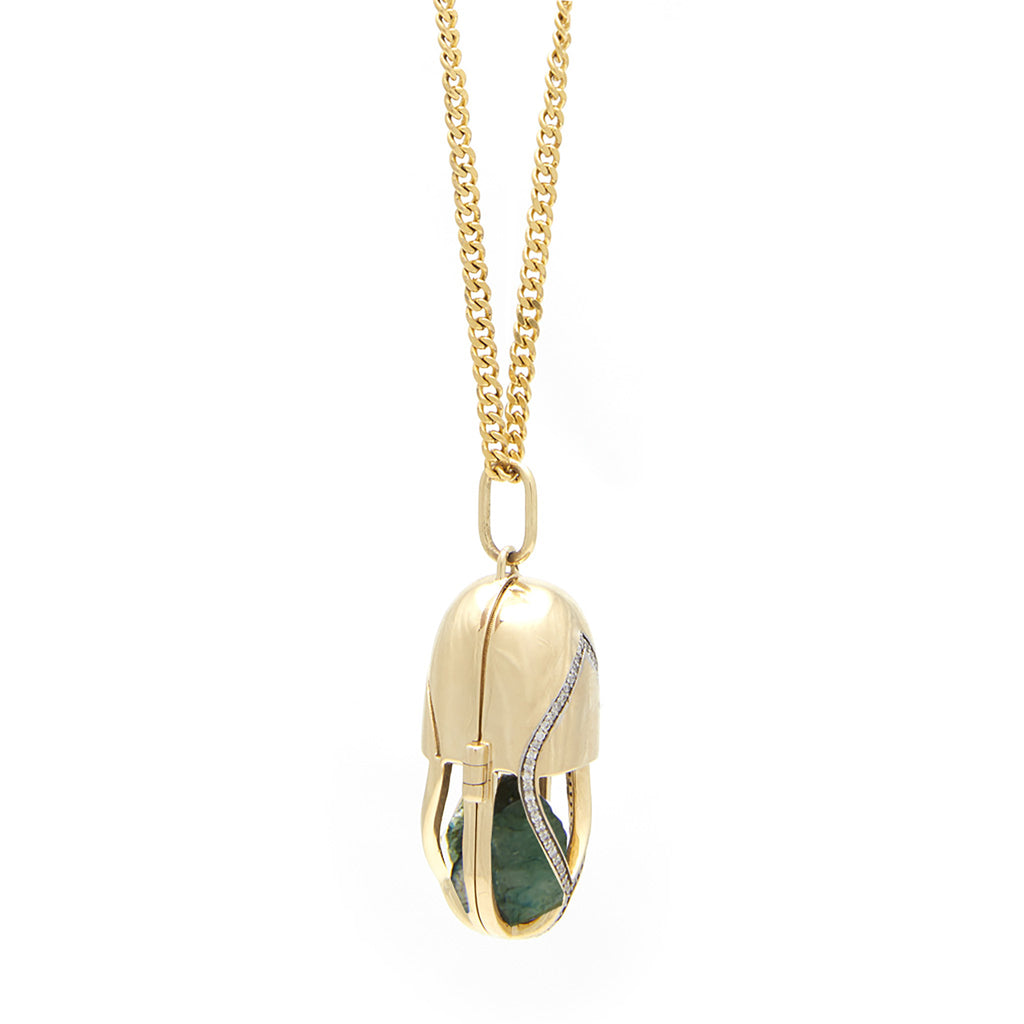Capsule Emerald Pendant - 18kt recycled gold - made to order