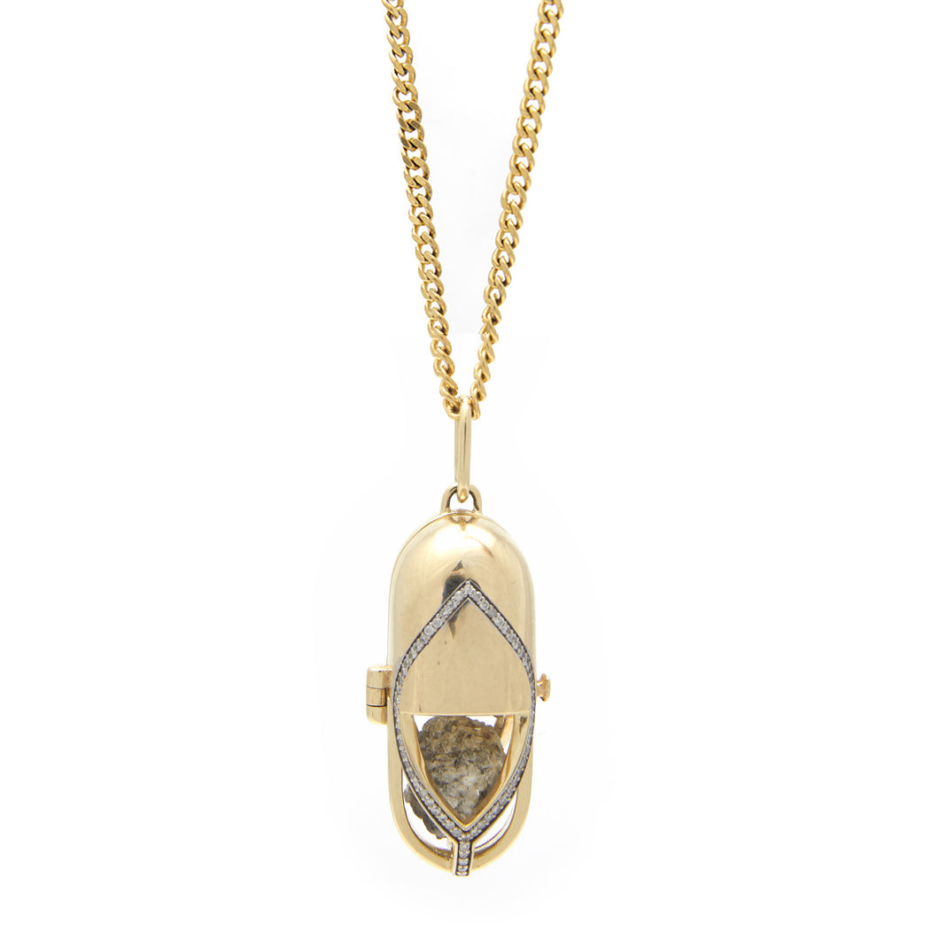 Capsule Diamond Pendant - 18kt recycled gold - made to order