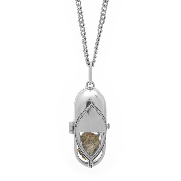 Capsule Diamond Pendant - 18kt recycled white gold - made to order