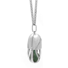 Load image into Gallery viewer, Capsule Emerald Pendant - 18kt recycled white gold - made to order
