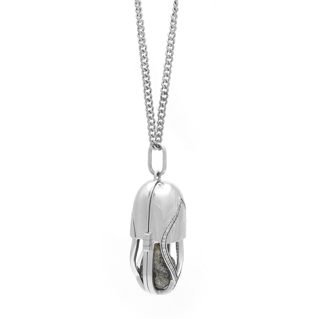 Capsule Diamond Pendant - 18kt recycled white gold - made to order