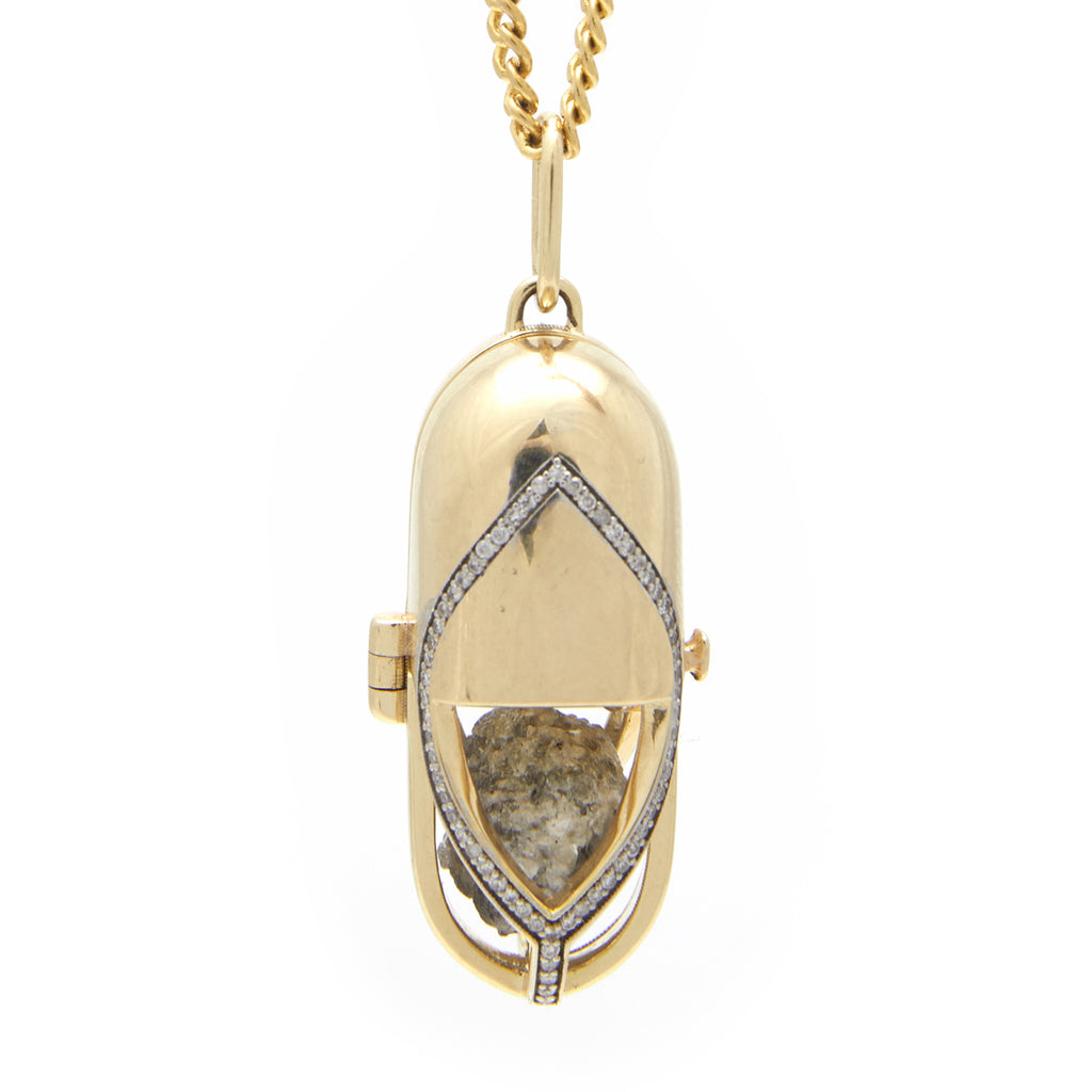 Capsule Diamond Pendant - 18kt recycled gold - made to order