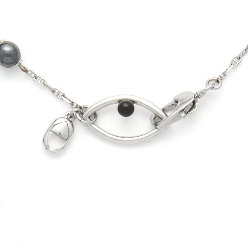 Egyptian Rosary Necklace Hematite - Sterling Silver