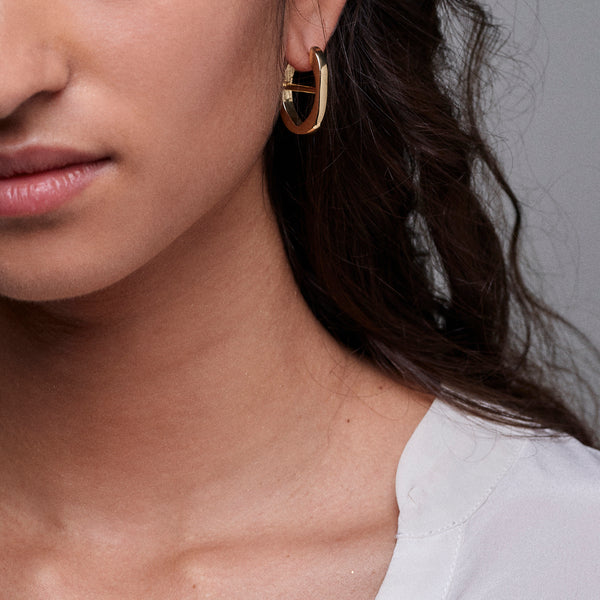 Chain Hoop Earrings - 18kt Gold-Plated