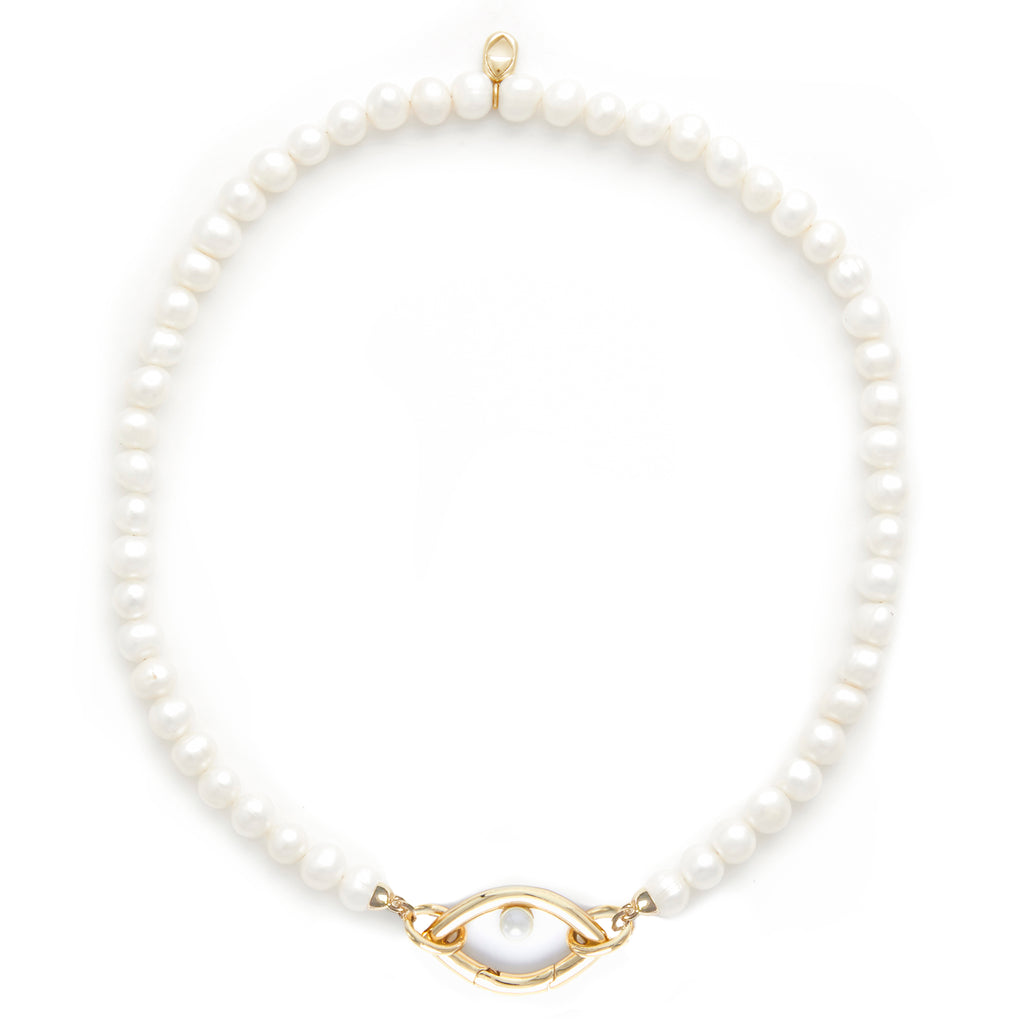 Eye Opener Pearl Necklace-gold