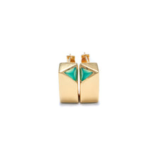 Load image into Gallery viewer, Jewel Beneath Signet Earring Pair - Green Onyx &amp; 24ct Gold-Plated Sterling Silver
