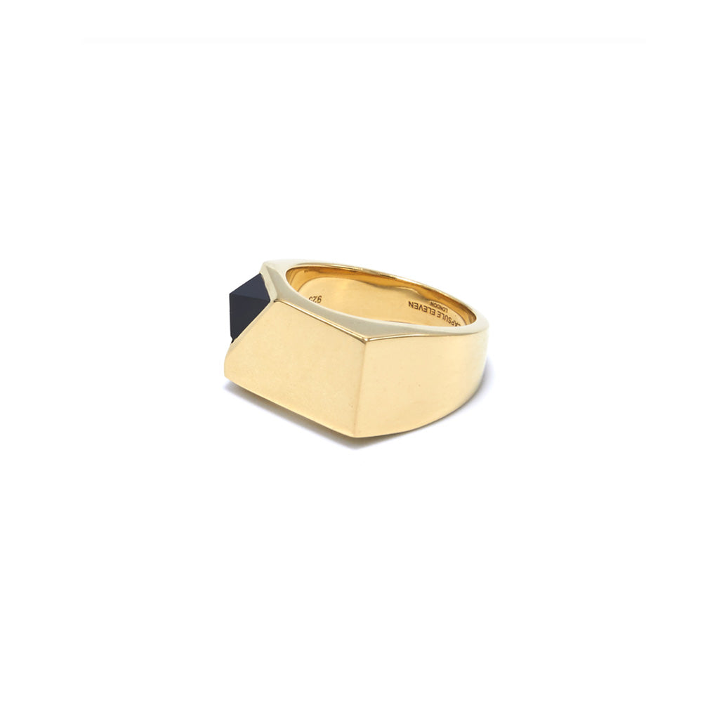 Jewel Beneath Signet Ring - Black Onyx, 24ct Gold Vermeil