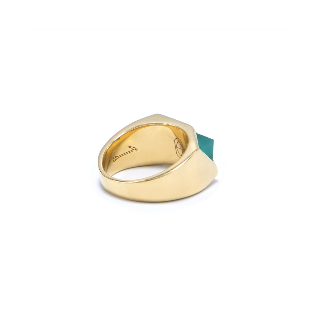 Jewel Beneath Signet Ring - Green Onyx, 24ct Gold Vermeil