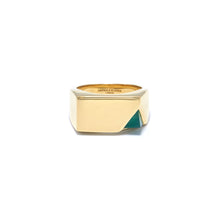 Load image into Gallery viewer, Jewel Beneath Signet Ring - Green Onyx, 24ct Gold Vermeil
