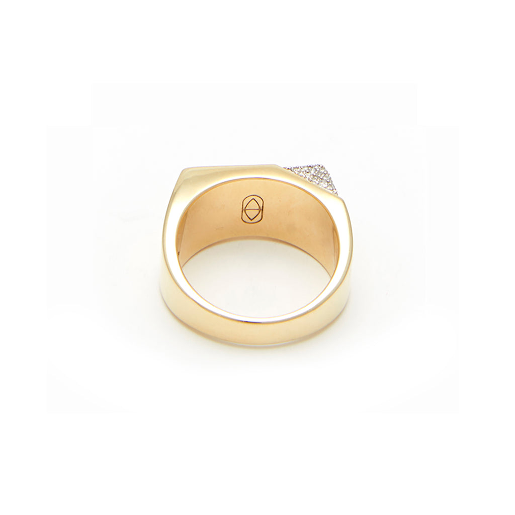 Jewel Beneath White Diamond Signet Ring - 18kt recycled gold - made to order