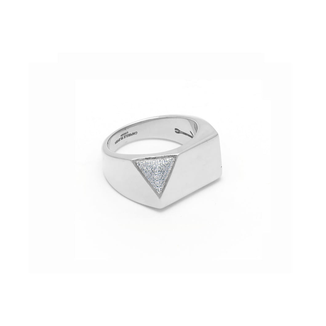 Jewel Beneath White Diamond Signet Ring - 18kt recycled white gold - made to order