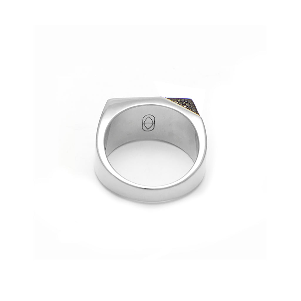 Jewel Beneath Black Diamond Signet Ring - 18kt recycled white gold - made to order