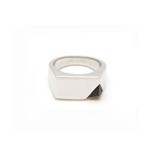 Load image into Gallery viewer, Jewel Beneath Black Diamond Signet Ring - 18kt recycled white gold - made to order
